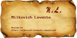 Milkovich Levente névjegykártya